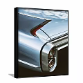 Vintage Car Rear Design Featuring Chrome Trim Red Fin And Round Tail Lights