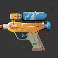 Colorful Toy Water Gun Design With Orange Blue White And Red Spots