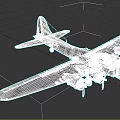 Military Airplane Model With Black Body Four Propellers Star Insignia On Wings And DF Marking