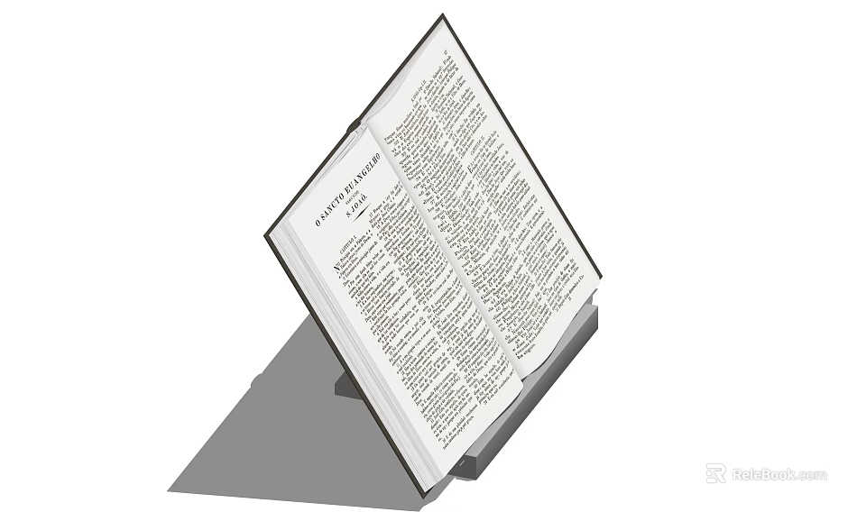 Open Book With Dictionary Pages And Visible Text On Reading Stand 3d model 