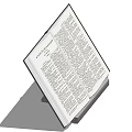 Open Book With Dictionary Pages And Visible Text On Reading Stand 3d model