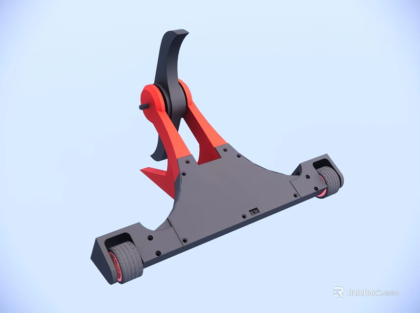 Electric Toy With Black And Red Components Wheels On Bottom And Mechanical Structure 3d model 