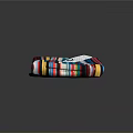 Vibrant Colorful Striped Soft Blanket With White Label And Bold Multicolor Patterns
