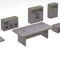 Modern Wooden Conference Table With Matching Storage Cabinets And Side Tables