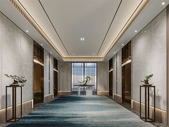 New Chinese Elevator Hall 3d model