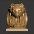 Golden Lion Sculpture On Square Base With Smooth Shiny Surface