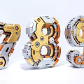 3D Numeric Characters 7 8 9 Mechanical Design With Intricate Gears And Metallic Components