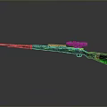 Camouflage Rifle With Green Glowing Elements And Scope Design