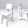 Modern Single Chair With Wooden Seat Backrest And Black Metal Frame Design