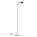 Sleek Modern Floor Lamp Design With Curved Metal Arm And Black Shade For Living Space