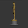 Golden Oscar Trophy With White Base As Home Living Decorative Ornament