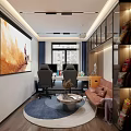 Modern Study Room Interior Design With Computer Desk Ergonomic Chair And Bookshelf Sofa Rug
