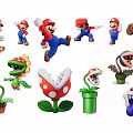 Mario Character Figurine Ornaments Featuring Various Poses Mushroom And Green Plant Shapes