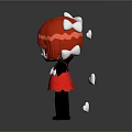 Cute Red Hair Cartoon Game Character In Red Dress With Open Arms And Floating Hearts