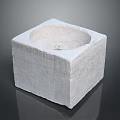 White Square Stone Container With Rough Texture And Hollow Center For Home Decor