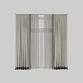 Layered Beige Curtains With White Sheer Panels For Window Home Decor
