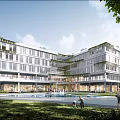 Modern Multi Storey Hotel Building With Glass Facade Greenery And Pool Area For Leisure