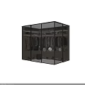 Elegant Modern Closet Interior With Hanging Clothes Shoes Bags And Accessories