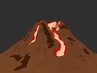 Microtopography Of Erupting Volcano With Flowing Lava And Rocky Terrain Features 3d model