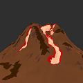 Microtopography Of Erupting Volcano With Flowing Lava And Rocky Terrain Features