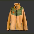 Casual Orange And Green Color Block Fleece Jacket With Full Zip And Pockets