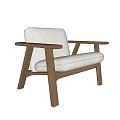 Minimalist Modern Accent Chair With Natural Wooden Frame And Light Gray Upholstered Seat Backrest