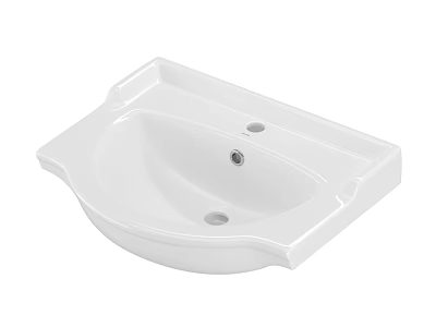 White Ceramic Square Shaped Washbasin With Curved Edges And Drain Hole 3d model