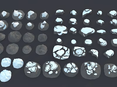 Garden Landscape Decorative Stones With Various Shapes White Cracked And Dark Gray Colors 3d model