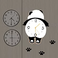 Decorative clock wall clock creative panda clock 3d model