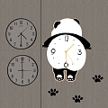 Decorative clock clock wall clock creative panda clock 3d model