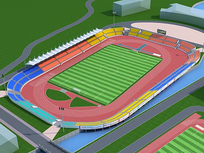 modern football stadium playground 3d model