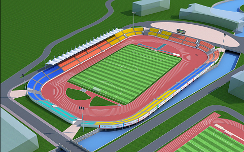 modern football stadium playground 3d model