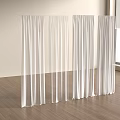 White Curtains Four Panels In Wooden Floor Room With Window And Blinds