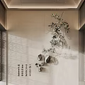 Chinese Zen Style Wall Hanging With Olive Branches And Stones For Interior Decor