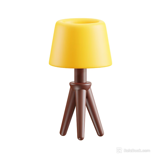 Modern Yellow Lampshade Floor Lamp With Brown Tripod Stand Design 3d model 