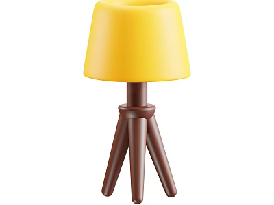 Modern Yellow Lampshade Floor Lamp With Brown Tripod Stand Design 3d model