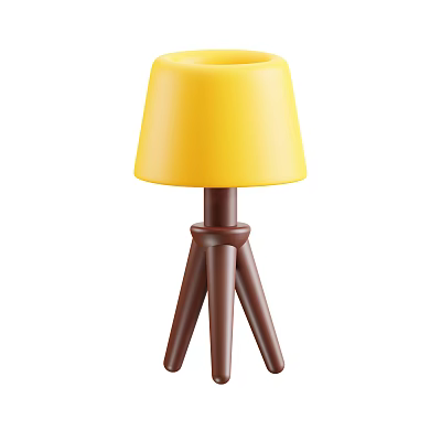 Modern Yellow Lampshade Floor Lamp With Brown Tripod Stand Design 3d model