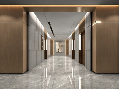 modern elevator hall standard floor elevator hall 3d model