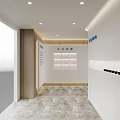 Bright Modern Office Reception Lobby With Curved Logo Wall And Polished Marble Floor Design