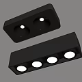 Modern Black Square Downlight Spotlights With Two And Four Heads For Ceiling Use 3d model