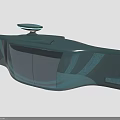 Futuristic Cosmic Spaceship With Streamlined Design Blue Green Exterior And Circular Top Antenna
