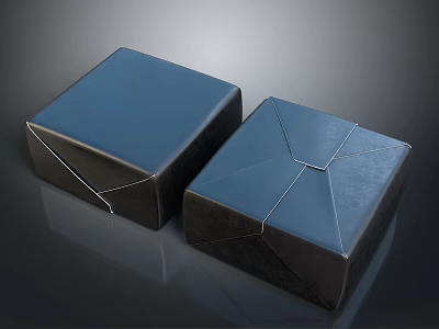 Two Blue Square Storage Boxes as Practical Household Items with Cross Straps Design 3d model