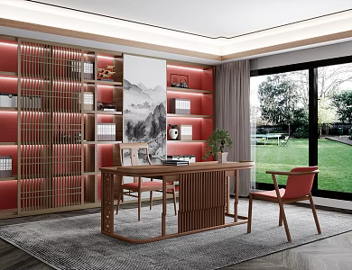 New Chinese Style Study 3d model