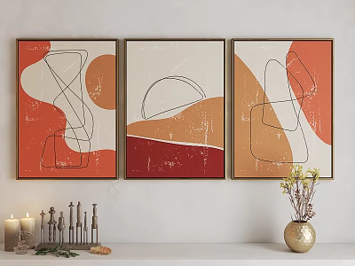 Modern abstract painting art hanging painting 3d model
