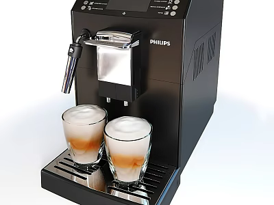 Philips Black Coffee Machine Making Two Cups of Coffee in Modern Kitchen 3d model