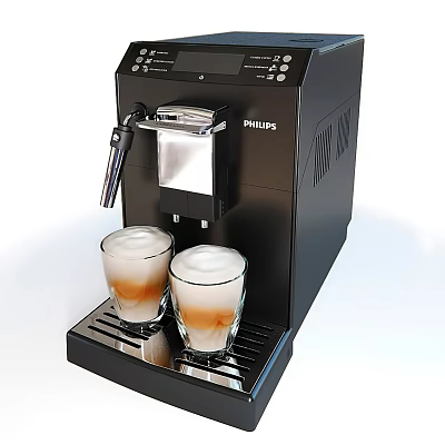 Philips Black Coffee Machine Making Two Cups of Coffee in Modern Kitchen 3d model