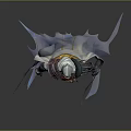Warrior Character With Detailed Creature Inspired Silver Armor And Red Cloak