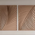 Two Panel Brown Embossed Wall Decor With Leaf Vein Texture For Home Hanging 3d model