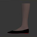 Transparent Knee High Stockings With Black Pointed Toe Flat Shoes And Red Decoration