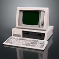 Vintage Desktop Computer Setup With Green Screen Monitor Keyboard And Main Unit